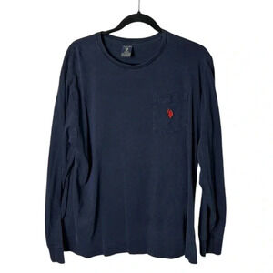Y2K   U.S. POLO ASSN.cotton shirt,men XL. Blue,Long sleeve t-shirt, pocket,logo,